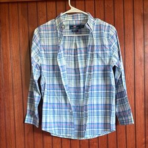 Vineyard Vines Light Blue and Pink Plaid Shirt